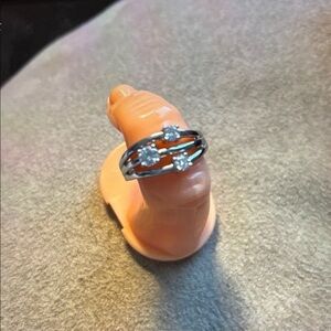 Dazzling Silver Women's Ring with Sparkling Stones, original price over $100